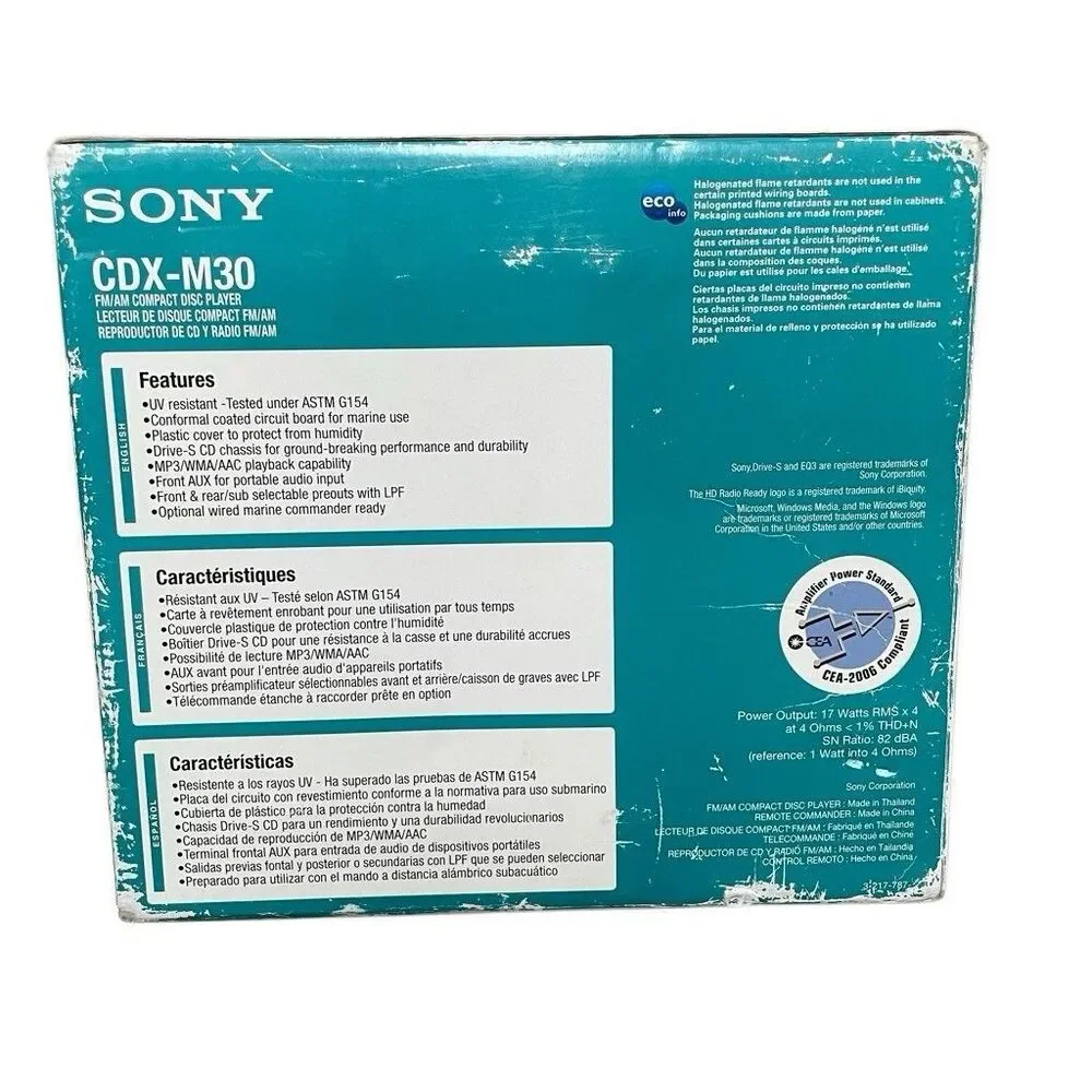 Sony CDX-M30 Marine Radio FM/AM Compact Disc Player AAC MP3 Open Box‎